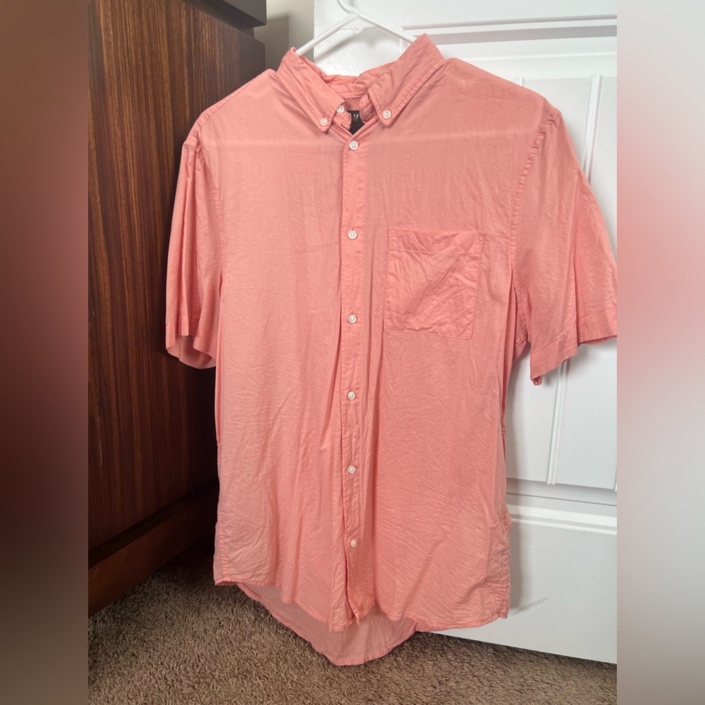 Orange button short sleeve down